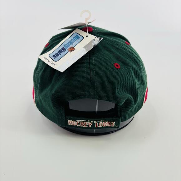 Vintage Minnesota Wild Hat Cap Strap back Green Red NHL Hockey Lodge - Picture 3 of 6